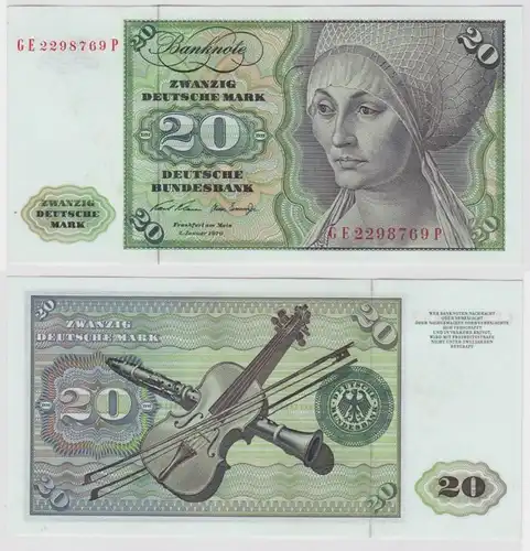 T147920 Banknote 20 DM Deutsche Mark Ro. 271b Schein 2.Jan. 1970 KN GE 2298769 P