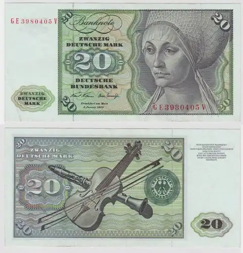 T147919 Banknote 20 DM Deutsche Mark Ro. 271b Schein 2.Jan. 1970 KN GE 3980405 V