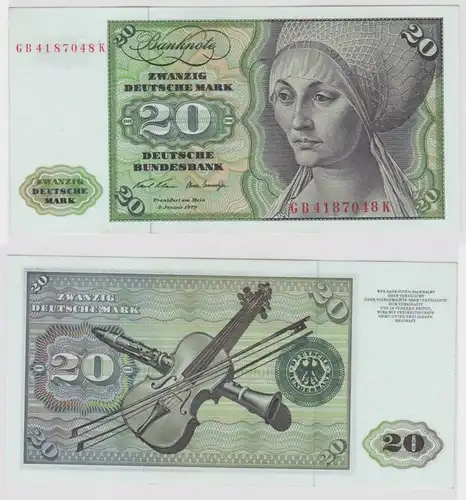T147916 Banknote 20 DM Deutsche Mark Ro. 271a Schein 2.Jan. 1970 KN GB 4187048 K