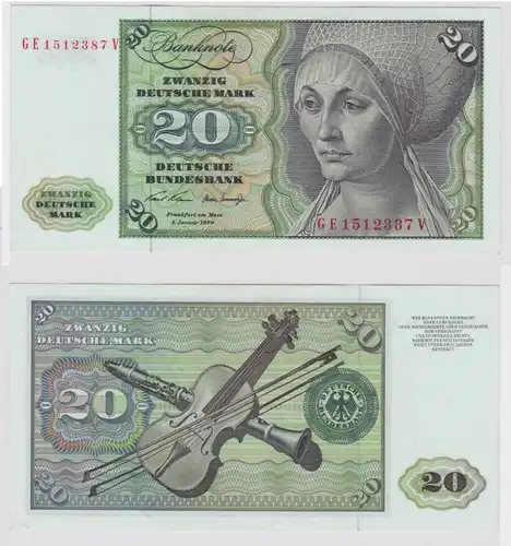 T147914 Banknote 20 DM Deutsche Mark Ro. 271b Schein 2.Jan. 1970 KN GE 1512387 V