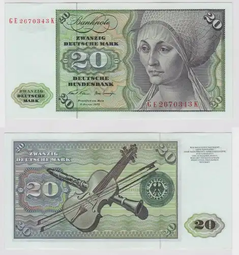 T147913 Banknote 20 DM Deutsche Mark Ro. 271b Schein 2.Jan. 1970 KN GE 2670343 K