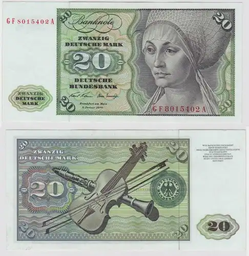 T147912 Banknote 20 DM Deutsche Mark Ro. 271b Schein 2.Jan. 1970 KN GF 8015402 A