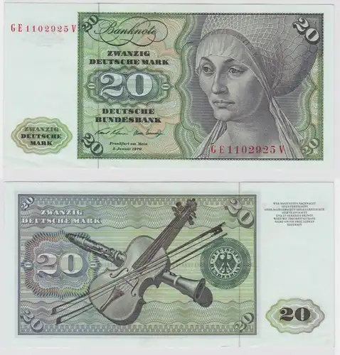 T147910 Banknote 20 DM Deutsche Mark Ro. 271b Schein 2.Jan. 1970 KN GE 1102925 V