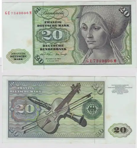 T147908 Banknote 20 DM Deutsche Mark Ro. 271b Schein 2.Jan. 1970 KN GE 7349696 M