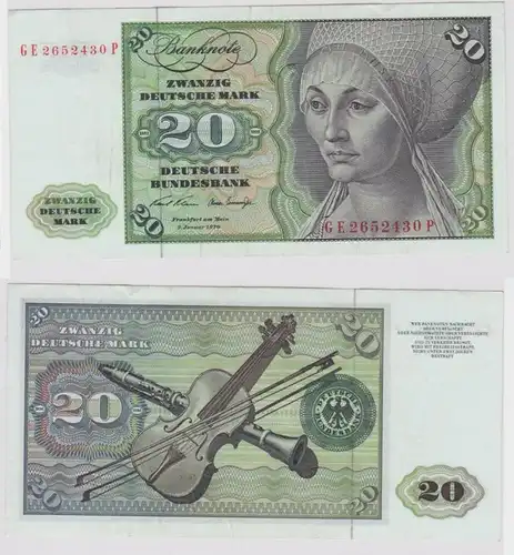 T147905 Banknote 20 DM Deutsche Mark Ro. 271b Schein 2.Jan. 1970 KN GE 2652430 P
