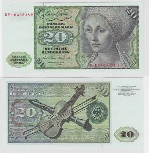T147902 Banknote 20 DM Deutsche Mark Ro. 271b Schein 2.Jan. 1970 KN GE 9030548 E