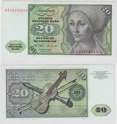 T147900 Banknote 20 DM Deutsche Mark Ro. 271b Schein 2.Jan. 1970 KN GE 6337324 Z