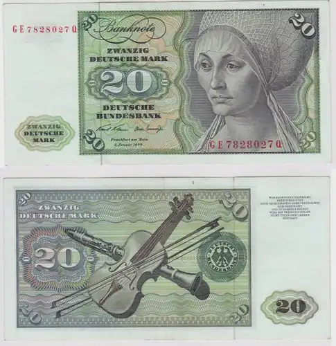 T147899 Banknote 20 DM Deutsche Mark Ro. 271b Schein 2.Jan. 1970 KN GE 7828027 Q