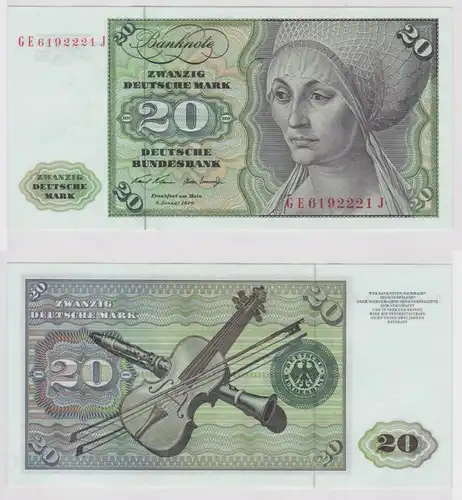 T147898 Banknote 20 DM Deutsche Mark Ro. 271b Schein 2.Jan. 1970 KN GE 6192221 J