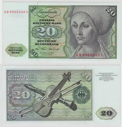 T147895 Banknote 20 DM Deutsche Mark Ro. 271a Schein 2.Jan. 1970 KN GB 99855845 Y