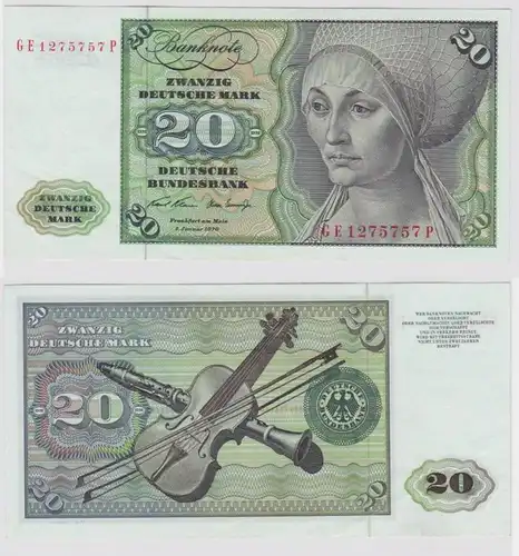T147894 Banknote 20 DM Deutsche Mark Ro. 271b Schein 2.Jan. 1970 KN GE 1275757 P