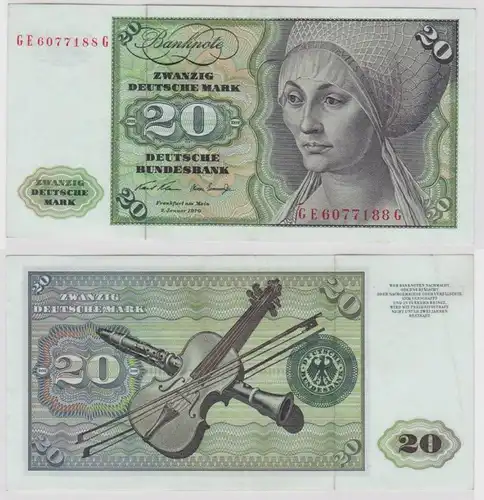 T147891 Banknote 20 DM Deutsche Mark Ro. 271b Schein 2.Jan. 1970 KN GE 6077188 G