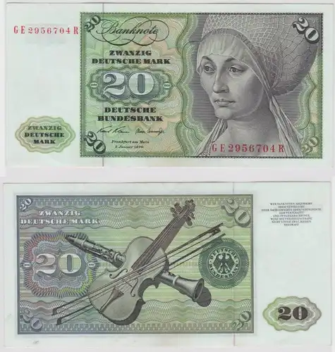T147884 Banknote 20 DM Deutsche Mark Ro. 271b Schein 2.Jan. 1970 KN GE 2956704 R