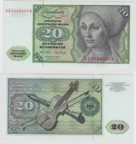 T147883 Banknote 20 DM Deutsche Mark Ro. 271b Schein 2.Jan. 1970 KN GE 9169583 R