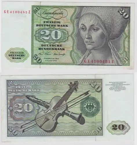 T147882 Banknote 20 DM Deutsche Mark Ro. 271b Schein 2.Jan. 1970 KN GE 4100481 Z