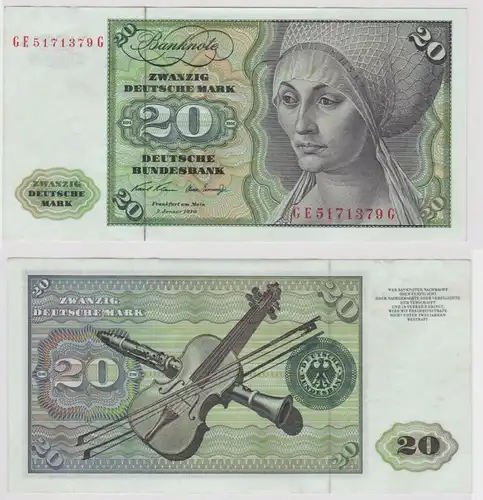 T147881 Banknote 20 DM Deutsche Mark Ro. 271b Schein 2.Jan. 1970 KN GE 5171379 G