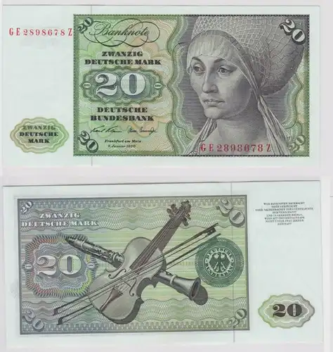 T147880 Banknote 20 DM Deutsche Mark Ro. 271b Schein 2.Jan. 1970 KN GE 2898678 Z