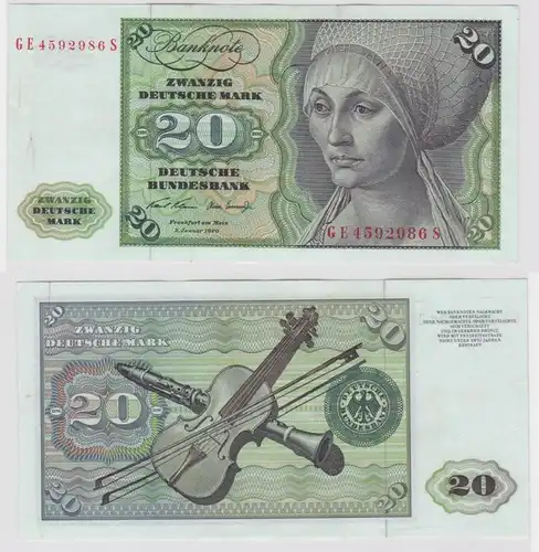 T147874 Banknote 20 DM Deutsche Mark Ro. 271b Schein 2.Jan. 1970 KN GE 4592986 S