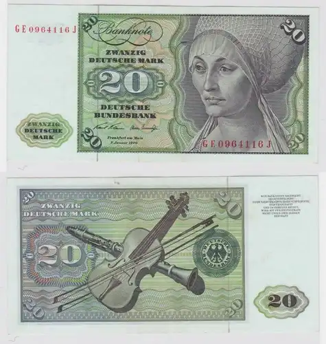 T147872 Banknote 20 DM Deutsche Mark Ro. 271b Schein 2.Jan. 1970 KN GE 0964116 J