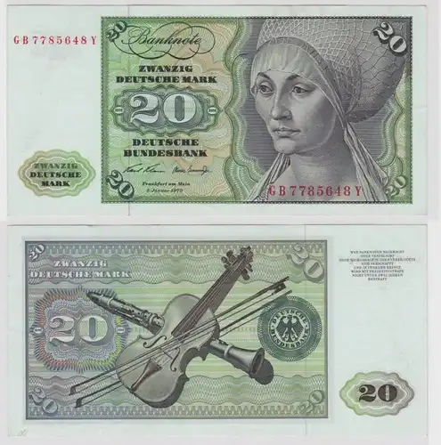 T147871 Banknote 20 DM Deutsche Mark Ro. 271a Schein 2.Jan. 1970 KN GB 7785648 Y