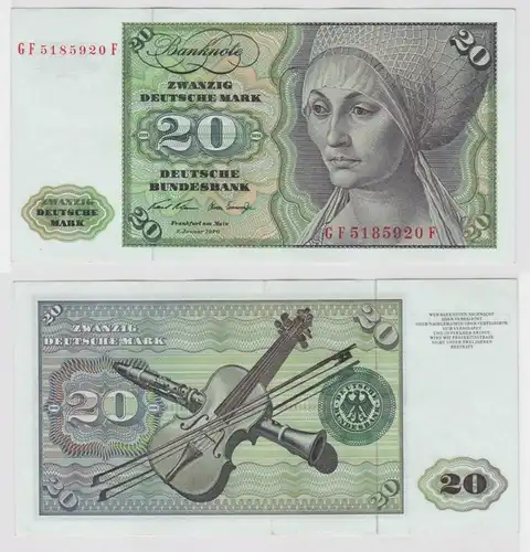 T147870 Banknote 20 DM Deutsche Mark Ro. 271b Schein 2.Jan. 1970 KN GF 5185920 F