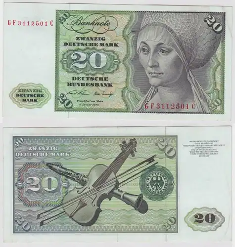 T147865 Banknote 20 DM Deutsche Mark Ro. 271b Schein 2.Jan. 1970 KN GF 3112501 C