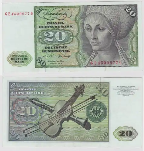 T147864 Banknote 20 DM Deutsche Mark Ro. 271b Schein 2.Jan. 1970 KN GE 4590877 G