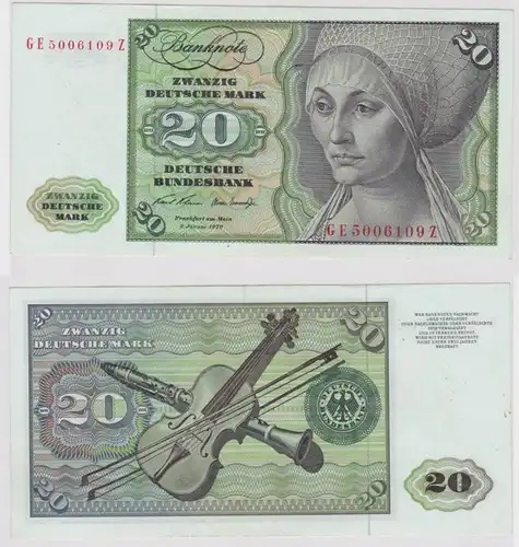 T147863 Banknote 20 DM Deutsche Mark Ro. 271b Schein 2.Jan. 1970 KN GE 5006109 Z