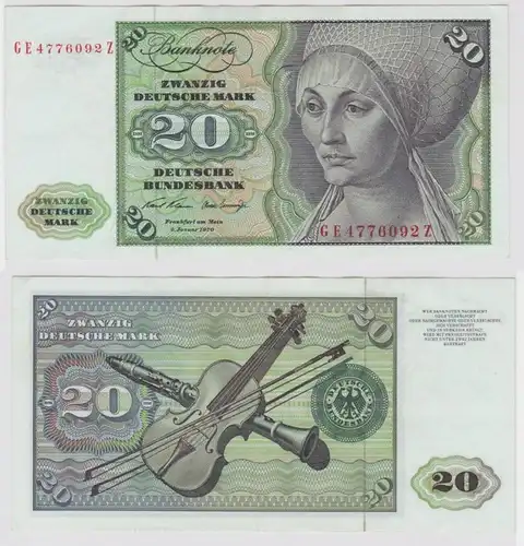 T147860 Banknote 20 DM Deutsche Mark Ro. 271b Schein 2.Jan. 1970 KN GE 4776092 Z