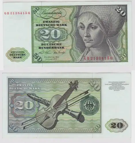 T147852 Banknote 20 DM Deutsche Mark Ro. 271a Schein 2.Jan. 1970 KN GB 2138415 Q