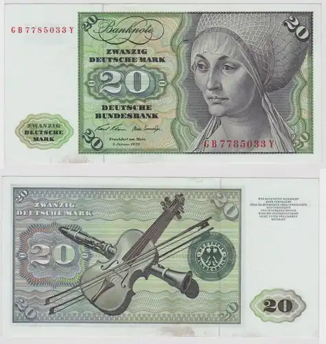 T147847 Banknote 20 DM Deutsche Mark Ro. 271a Schein 2.Jan. 1970 KN GB 7785033 Y