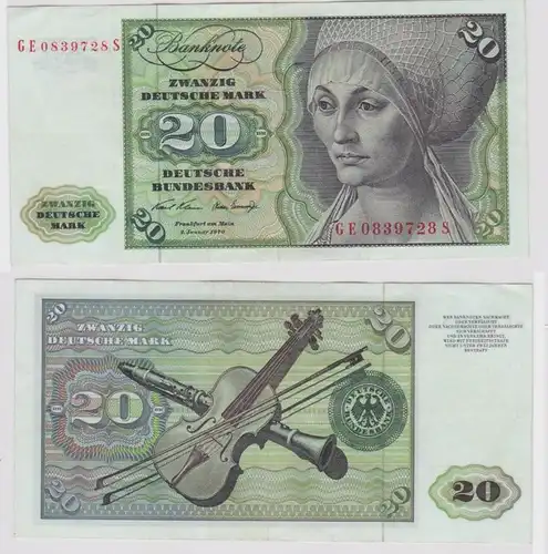 T147845 Banknote 20 DM Deutsche Mark Ro. 271b Schein 2.Jan. 1970 KN GE 0839728 S