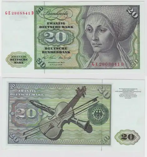 T147843 Banknote 20 DM Deutsche Mark Ro. 271b Schein 2.Jan. 1970 KN GE 2908841 D