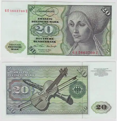 T147841 Banknote 20 DM Deutsche Mark Ro. 271b Schein 2.Jan. 1970 KN GE 5663700 Z