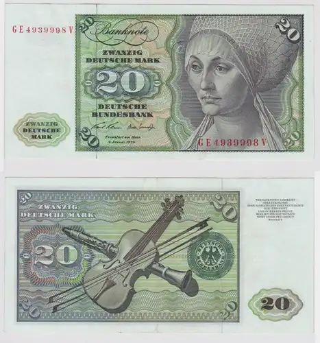 T147840 Banknote 20 DM Deutsche Mark Ro. 271b Schein 2.Jan. 1970 KN GE 4939998 V