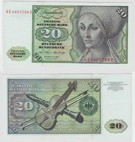 T147839 Banknote 20 DM Deutsche Mark Ro. 271b Schein 2.Jan. 1970 KN GE 3407759 Z