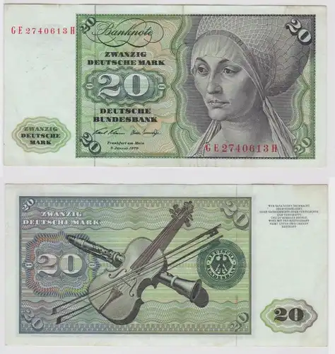 T147838 Banknote 20 DM Deutsche Mark Ro. 271b Schein 2.Jan. 1970 KN GE 2740613 H