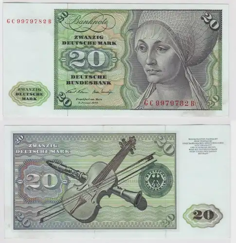 T147837 Banknote 20 DM Deutsche Mark Ro. 271a Schein 2.Jan. 1970 KN GC 9979782 B