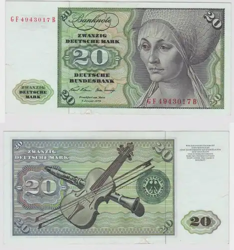 T147836 Banknote 20 DM Deutsche Mark Ro. 271b Schein 2.Jan. 1970 KN GF 4943017 B