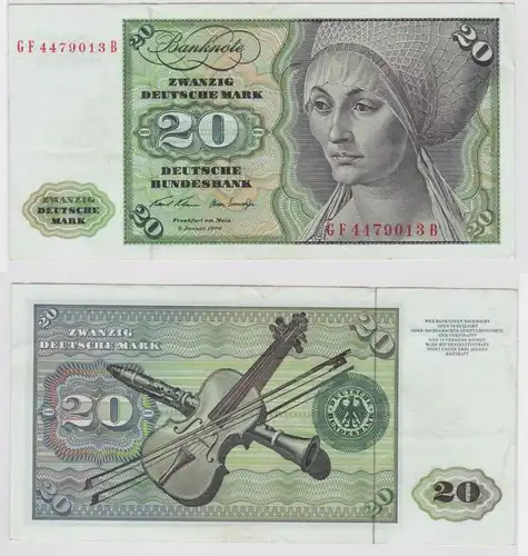 T147833 Banknote 20 DM Deutsche Mark Ro. 271b Schein 2.Jan. 1970 KN GF 4479013 B
