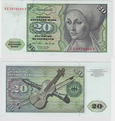 T147832 Banknote 20 DM Deutsche Mark Ro. 271b Schein 2.Jan. 1970 KN GE 5676208 V