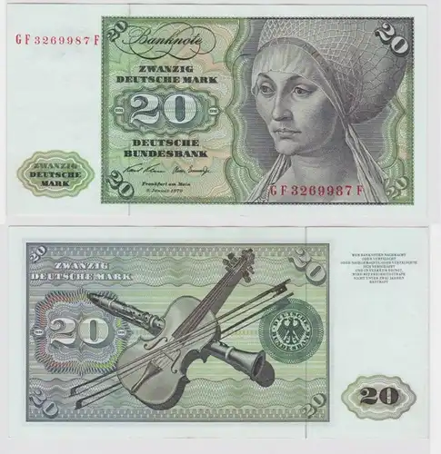 T147829 Banknote 20 DM Deutsche Mark Ro. 271b Schein 2.Jan. 1970 KN GF 3269987 F
