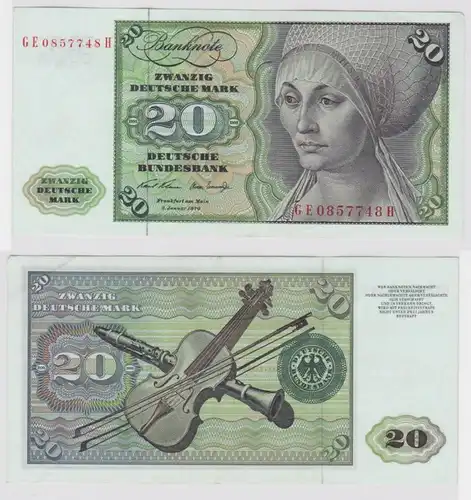 T147827 Banknote 20 DM Deutsche Mark Ro. 271b Schein 2.Jan. 1970 KN GE 0857748 H