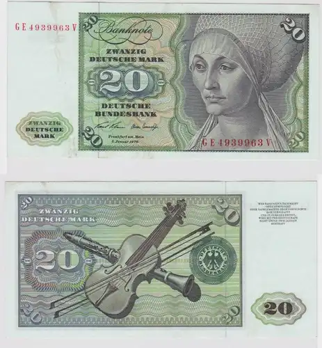 T147826 Banknote 20 DM Deutsche Mark Ro. 271b Schein 2.Jan. 1970 KN GE 4939963 V