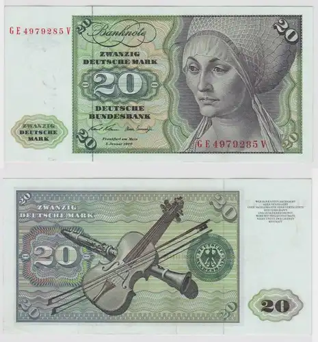 T147824 Banknote 20 DM Deutsche Mark Ro. 271b Schein 2.Jan. 1970 KN GE 4979285 V