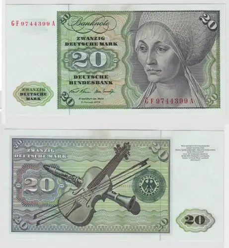 T147822 Banknote 20 DM Deutsche Mark Ro. 271b Schein 2.Jan. 1970 KN GF 9744399 A
