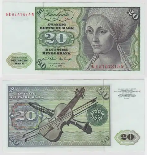 T147821 Banknote 20 DM Deutsche Mark Ro. 271b Schein 2.Jan. 1970 KN GE 2157815 N