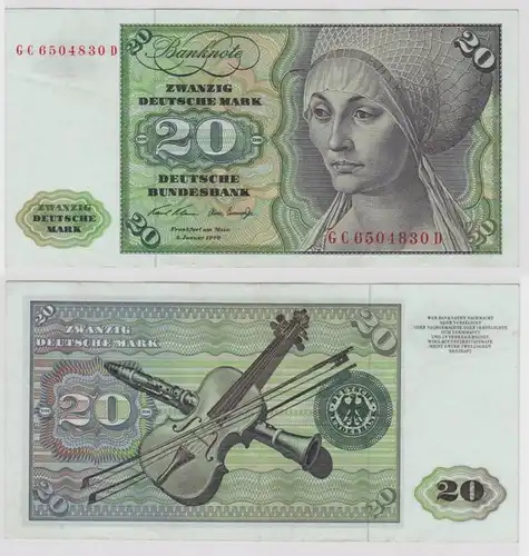 T147819 Banknote 20 DM Deutsche Mark Ro. 271a Schein 2.Jan. 1970 KN GC 6504830 D