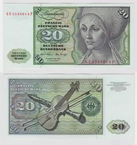 T147815 Banknote 20 DM Deutsche Mark Ro. 271b Schein 2.Jan. 1970 KN GE 3548614 P