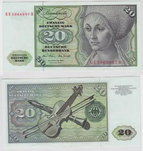 T147814 Banknote 20 DM Deutsche Mark Ro. 271b Schein 2.Jan. 1970 KN GE 5068987 B